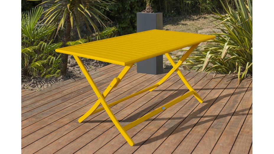 Table de jardin pliante MARIUS (140x80 cm) en aluminium - MOUTARDE