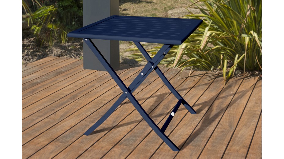 Lot composé d'une table de jardin MARIUS-TB70-MARINE pliante et de 2 chaises MARIUS-CP-MARINE pliantes