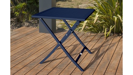 Lot composé d'une table de jardin MARIUS-TB70-MARINE pliante et de 2 chaises MARIUS-CP-MARINE pliantes