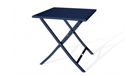 Guéridon de jardin pliant MARIUS (70x70 cm) en aluminium - BLEU NUIT