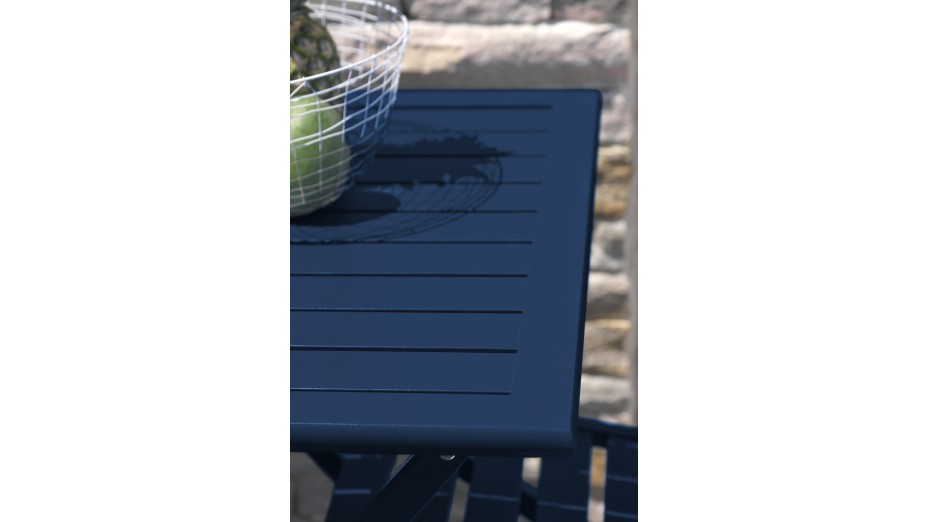 Guéridon de jardin pliant MARIUS (70x70 cm) en aluminium - BLEU NUIT