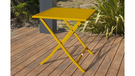 Guéridon de jardin pliant MARIUS (70x70 cm) en aluminium - MOUTARDE