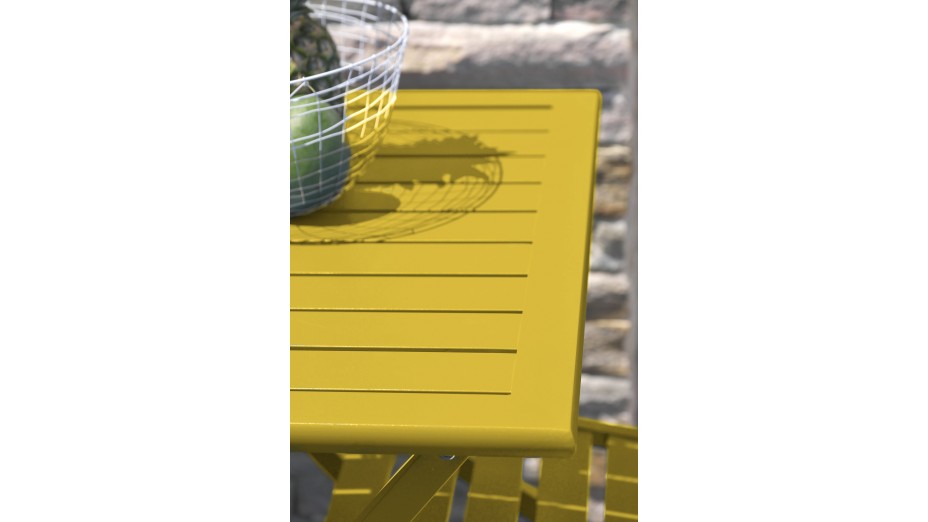 Guéridon de jardin pliant MARIUS (70x70 cm) en aluminium - MOUTARDE