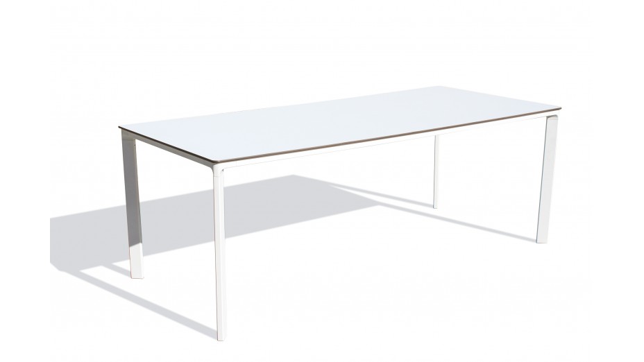 Table de jardin MEET (200x90 cm) en aluminium laqué et peinture Epoxy - BLANC