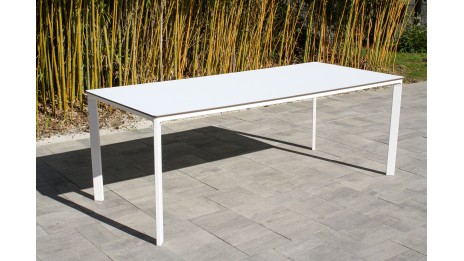 Table de jardin MEET (200x90 cm) en aluminium laqué et peinture Epoxy - BLANC