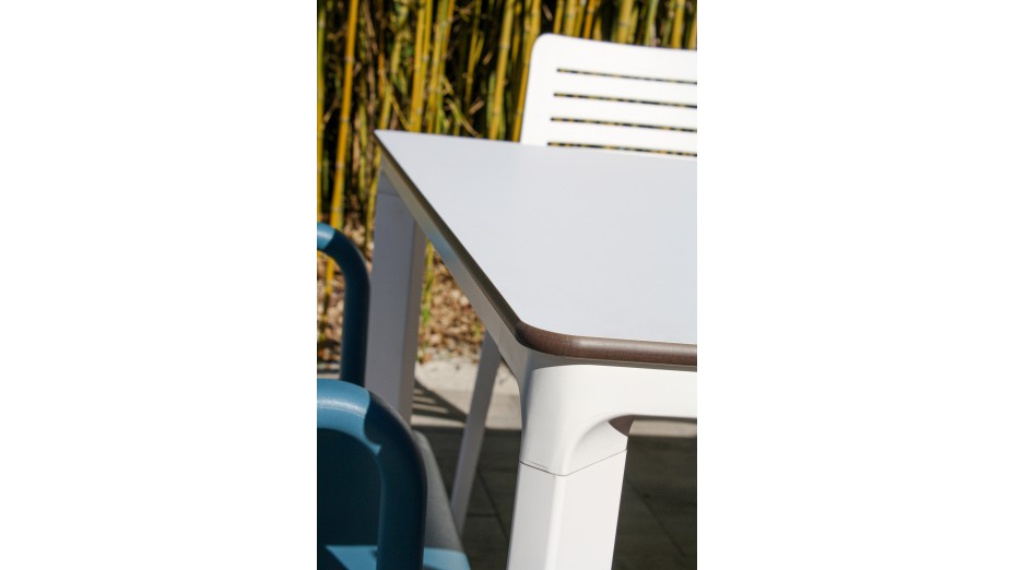 Table de jardin MEET (200x90 cm) en aluminium laqué et peinture Epoxy - BLANC