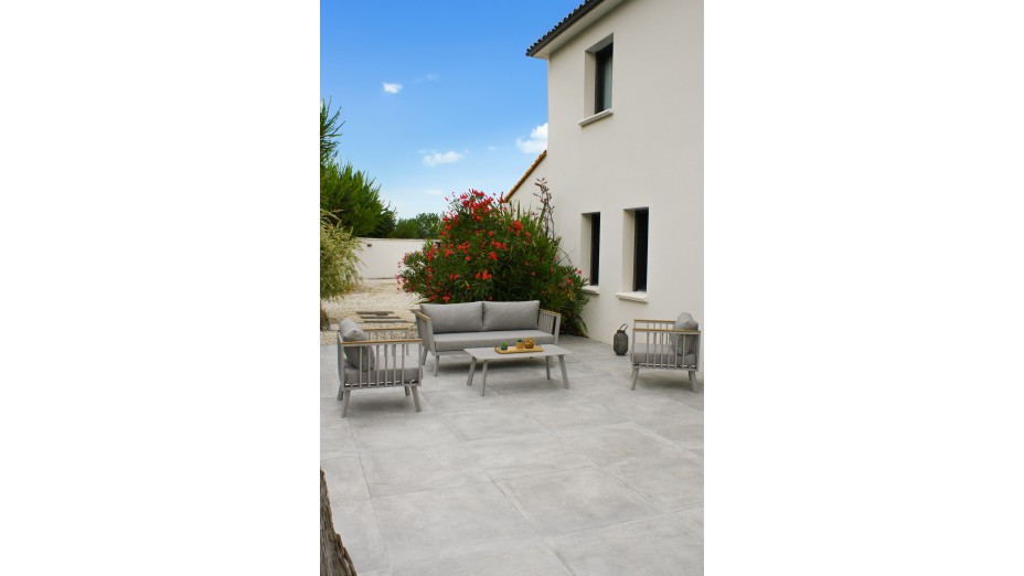 Salon bas de jardin NAPOLI 5 places en aluminium - GRIS