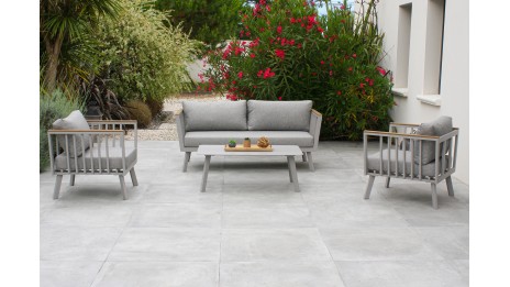 Salon bas de jardin NAPOLI 5 places en aluminium - GRIS