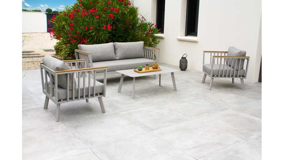 Salon bas de jardin NAPOLI 5 places en aluminium - GRIS