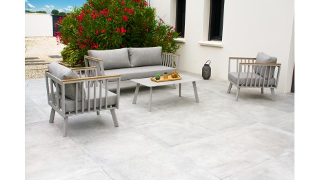 Salon bas de jardin NAPOLI 5 places en aluminium - GRIS