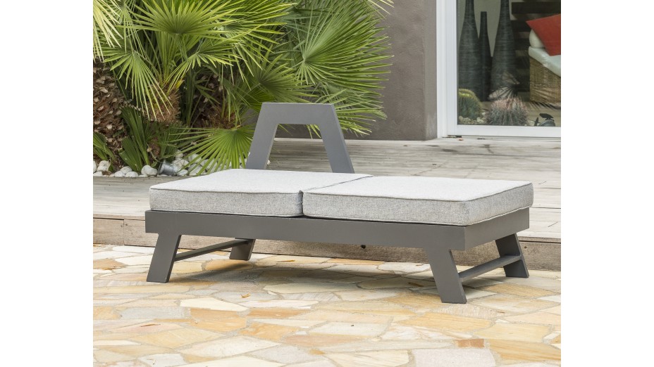 Salon de jardin d'angle NEWYORK 5/6 places en aluminium - GRIS ANTHRACITE