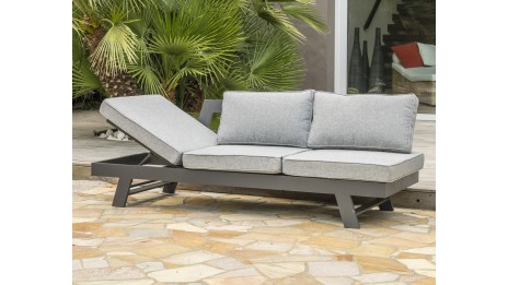 Salon de jardin d'angle NEWYORK 5/6 places en aluminium - GRIS ANTHRACITE