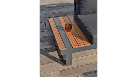 Salon de jardin d'angle ALICANTE 6 places en teck et aluminium - GRIS ANTHRACITE