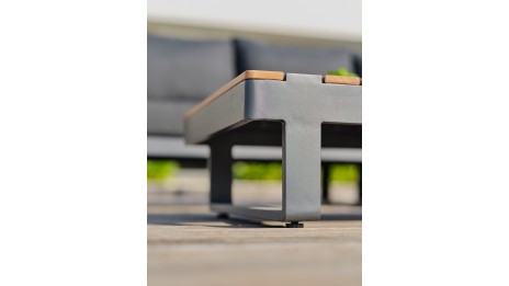 Salon de jardin d'angle ALICANTE 6 places en teck et aluminium - GRIS ANTHRACITE