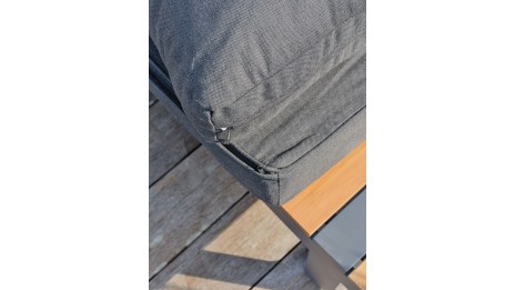 Salon de jardin d'angle ALICANTE 6 places en teck et aluminium - GRIS ANTHRACITE