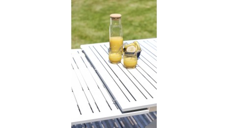 Table de jardin FLORIDE (180/240x100 cm) en aluminium avec rallonge automatique - BLANC