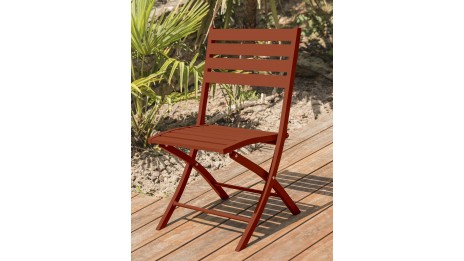 Lot composé d'une table de jardin MARIUS-TB140-TERRA pliante et de 4 chaises MARIUS-CP-TERRA pliantes