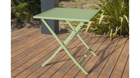 Guéridon de jardin pliant MARIUS (70x70 cm) en aluminium - VERT LAGUNE