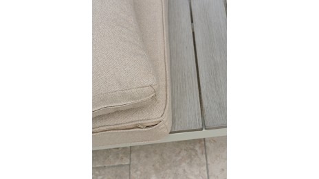 Salon de jardin d'angle OSAKA 5 places aluminium imitation bois gris et aluminium - BLANC