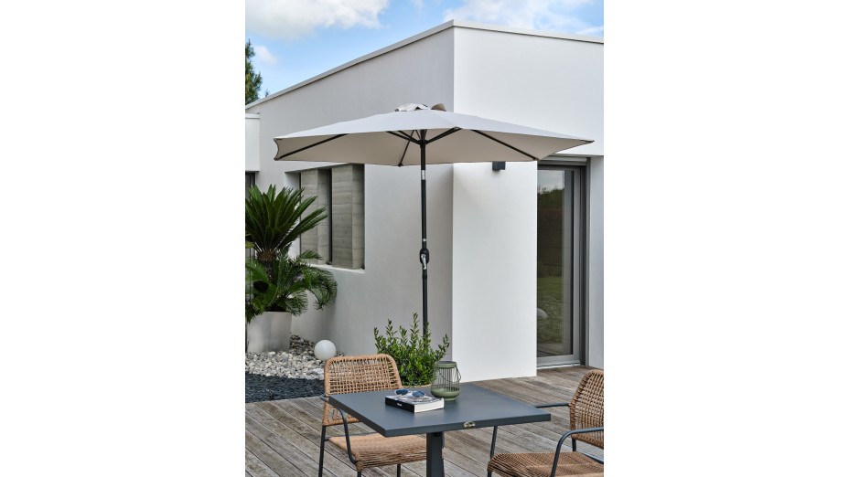 Parasol MARBELLA (diam. 2,7 m) à manivelle en aluminium gris anthracite et polyester - GRIS