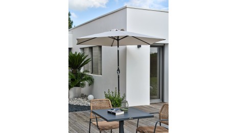 Parasol MARBELLA (diam. 2,7 m) à manivelle en aluminium gris anthracite et polyester - GRIS