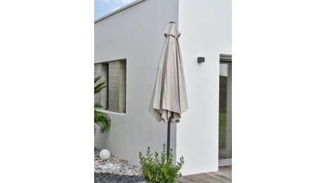 Parasol MARBELLA (diam. 2,7 m) à manivelle en aluminium gris anthracite et polyester - GRIS