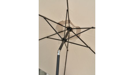 Parasol MARBELLA (diam. 2,7 m) à manivelle en aluminium gris anthracite et polyester - GRIS