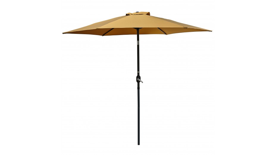 Parasol MARBELLA (diam. 2,7 m) à manivelle en aluminium gris anthracite et polyester - MOUTARDE