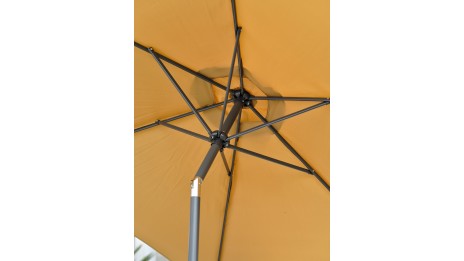 Parasol MARBELLA (diam. 2,7 m) à manivelle en aluminium gris anthracite et polyester - MOUTARDE