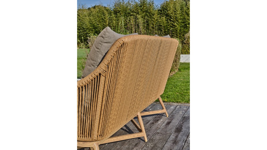 Salon bas de jardin PALMAS 5 places en teck et corde tissée - MARRON