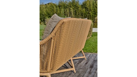 Salon bas de jardin PALMAS 5 places en teck et corde tissée - MARRON