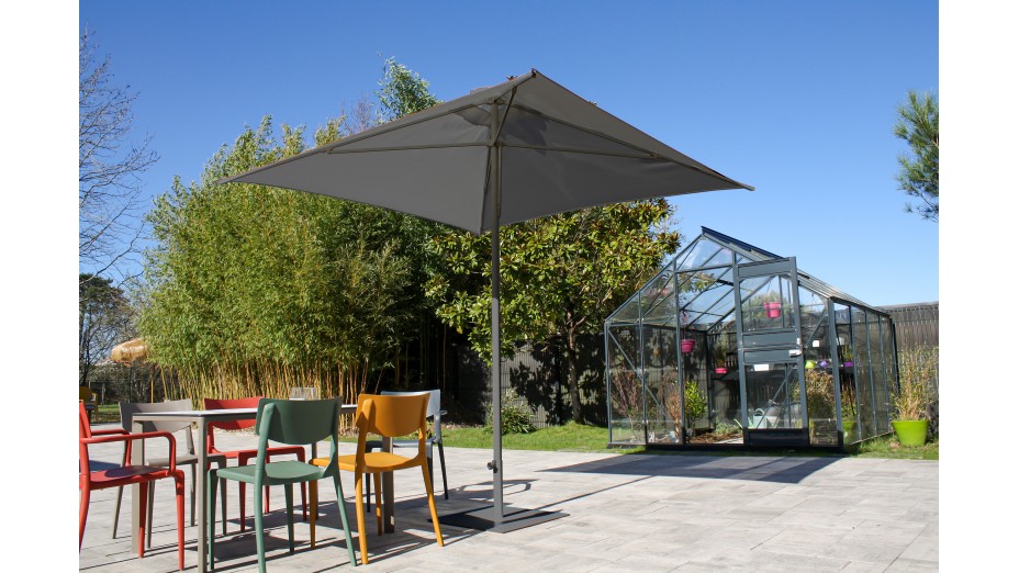 Parasol ouverture push-up EOLO (250x250 cm) en aluminium laqué et toile OLEFIN® - GRIS ANTHRACITE