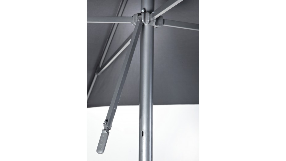 Parasol ouverture push-up EOLO (250x250 cm) en aluminium laqué et toile OLEFIN® - GRIS ANTHRACITE