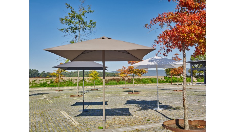 Parasol ouverture push-up EOLO (250x250 cm) en aluminium laqué et toile OLEFIN® - GRIS ANTHRACITE