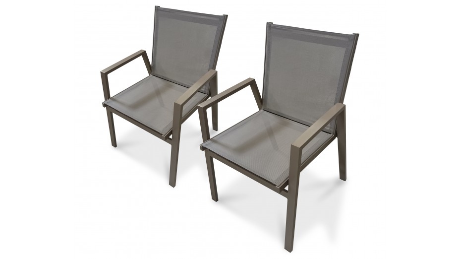 Lot composé de 2 fauteuils de jardin FLORIDE-FT-QUARTZ empilables