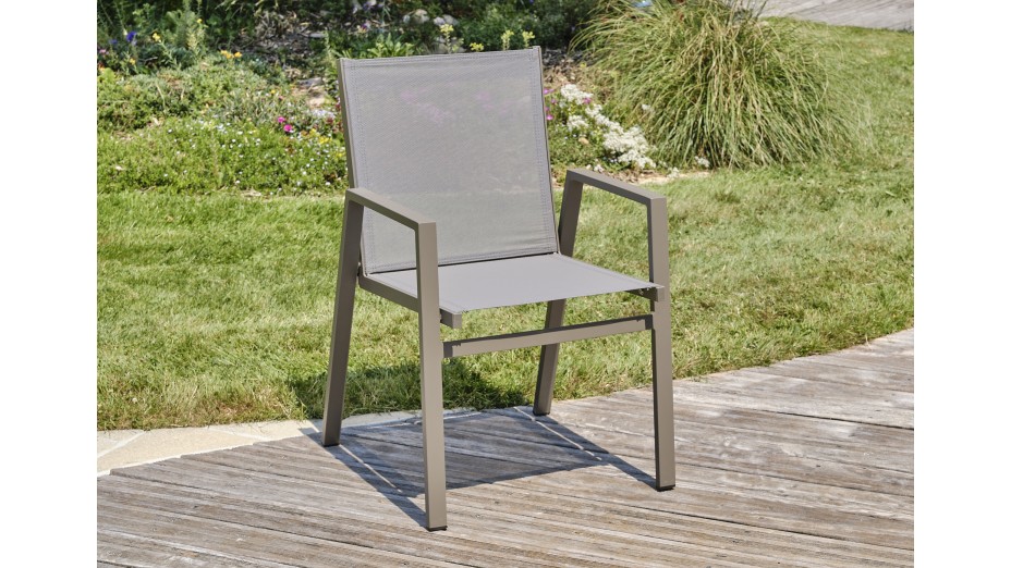Lot composé de 2 fauteuils de jardin FLORIDE-FT-QUARTZ empilables