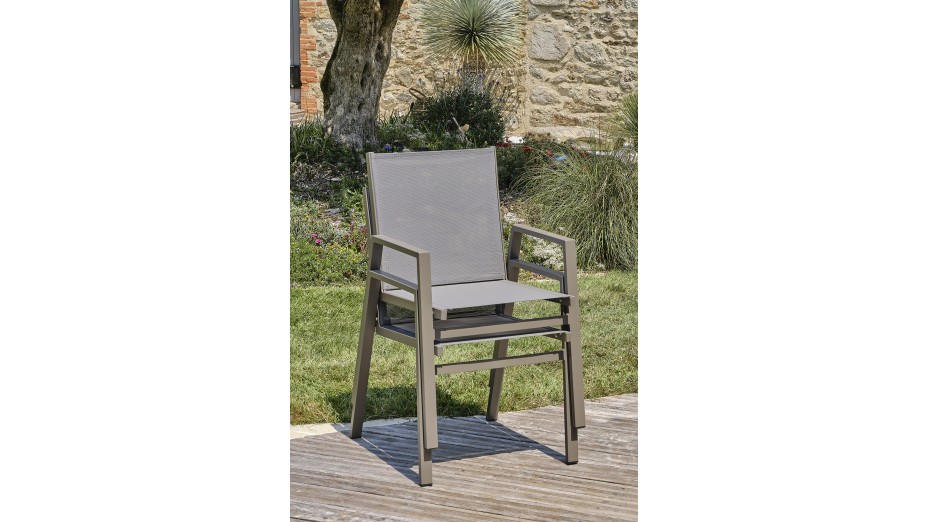 Lot composé de 2 fauteuils de jardin FLORIDE-FT-QUARTZ empilables