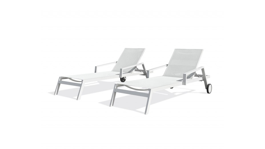Lot composé de 2 bains de soleil multi-positions IBIZA-CL-BLANC