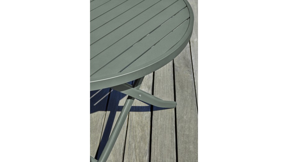 Table de jardin pliante MARIUS (diam. 110 cm) en aluminium - VERT KAKI