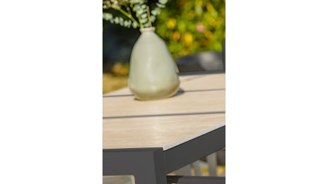 Lot composé d'une table de jardin VENISE-TB200 et de 8 fauteuils ALU-MIAMI-FT empilables