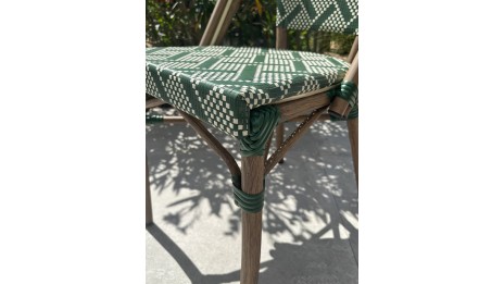Fauteuil de jardin empilable BISTRO en aluminium effet bois et textilène - VERT