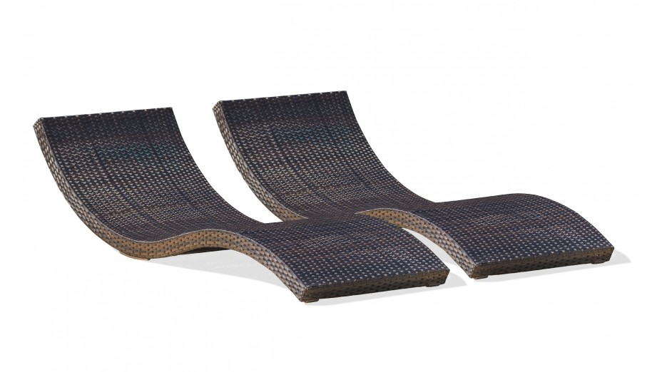 Lot composé de 2 bains de soleil CANCUN-CL-CHOCO empilables