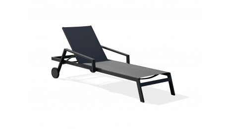 Bain de soleil multi-positions IBIZA en aluminium et textilène - GRIS ANTHRACITE