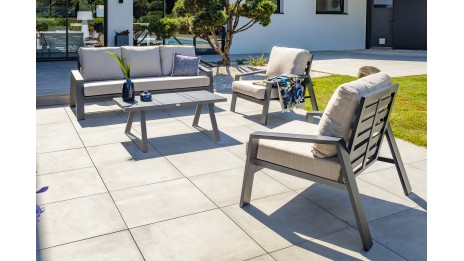 Salon bas de jardin IBIZA 5 places en aluminium - GRIS ANTHRACITE