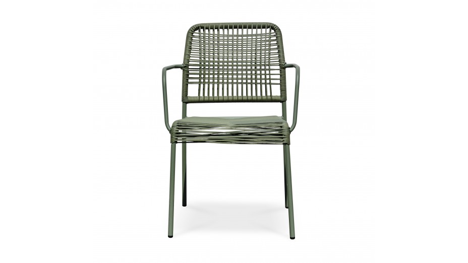 Fauteuil de jardin empilable MARCEAU en corde et acier - OLIVE