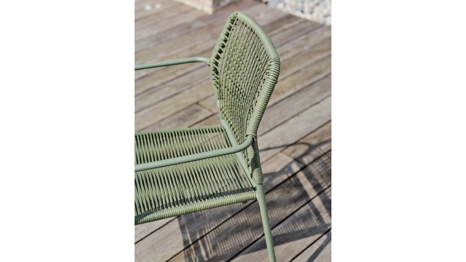 Fauteuil de jardin empilable MARCEAU en corde et acier - OLIVE