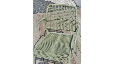 Fauteuil de jardin empilable MARCEAU en corde et acier - OLIVE
