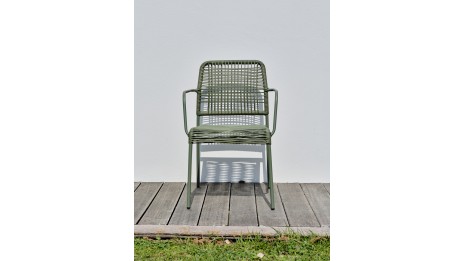 Fauteuil de jardin empilable MARCEAU en corde et acier - OLIVE