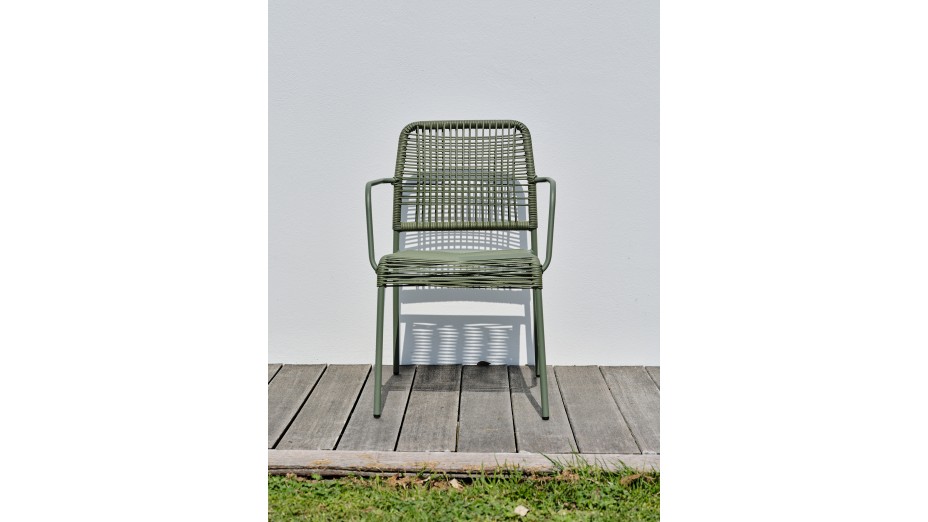 Fauteuil de jardin empilable MARCEAU en corde et acier - OLIVE