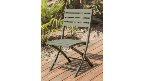 Lot composé de 2 chaises de jardin pliantes MARIUS-CP-KAKI